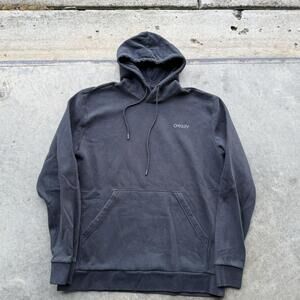 VTG Y2K Oakley Black hoodie size large world back design cyberwear
